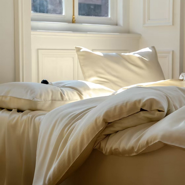 91家纺网 家纺一手货源 找家纺 未来家居 2025新款60S兰精天丝纯色四件套 极地白