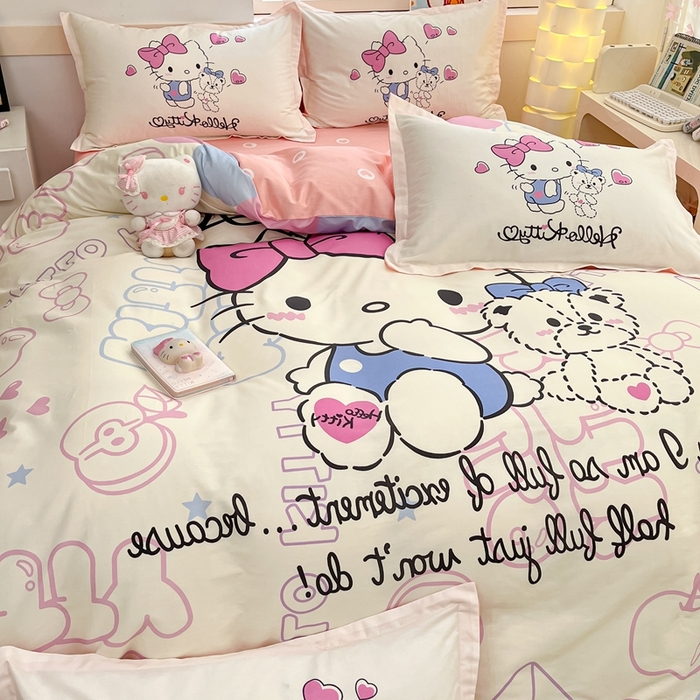 91家纺网 家纺一手货源 找家纺 博雅 2025新款三丽鸥全棉大版单枕套 漫画KT猫