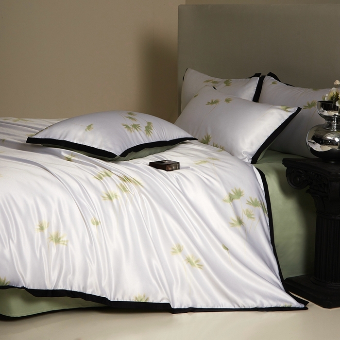 91家纺网 家纺一手货源 找家纺 优悦 2025新款冰丝数码印花四件套 如梦-绿