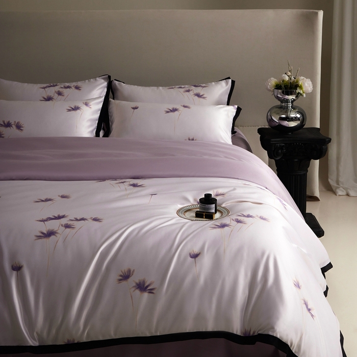 91家纺网 家纺一手货源 找家纺 优悦 2025新款冰丝数码印花四件套 如梦-紫