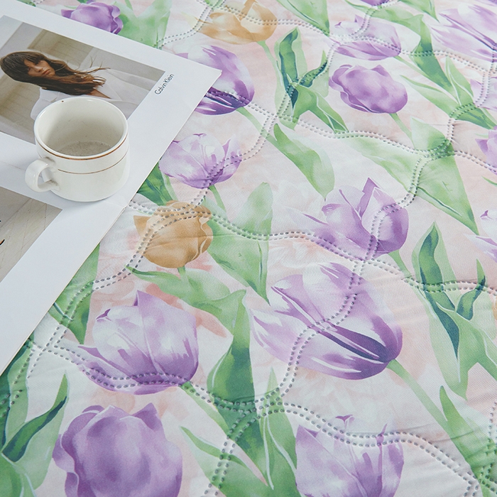 91家纺网 家纺一手货源 找家纺 被多多被业 2025新款凉感丝印花夏被夏凉被空调被 紫色郁金香