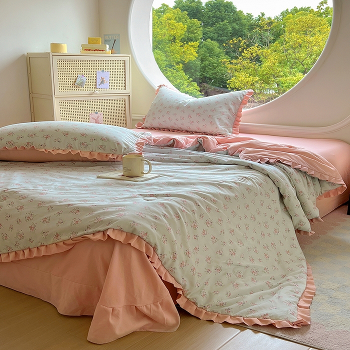 91家纺网 家纺一手货源 找家纺 欧尚 2025新款夏被四件套 花语