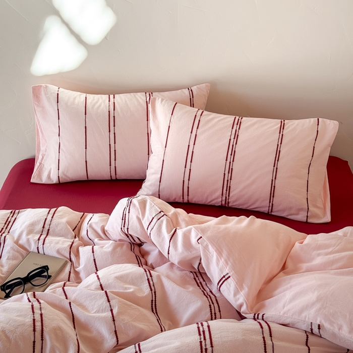 91家纺网 家纺一手货源 找家纺 山舍家居 2025新款全棉纯棉色织提花四件套-弗洛伦萨的落日 弗洛伦萨的落日-落日粉