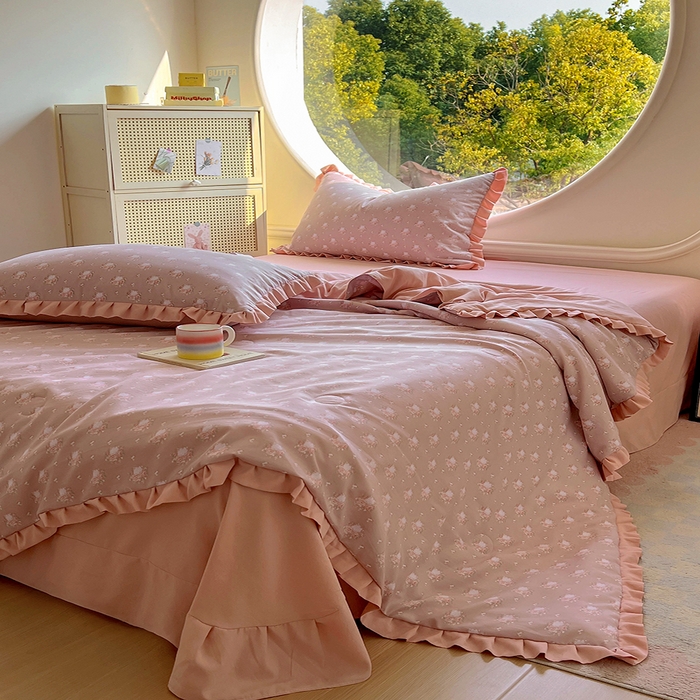 91家纺网 家纺一手货源 找家纺 欧尚 2025新款夏被四件套 半亩花田