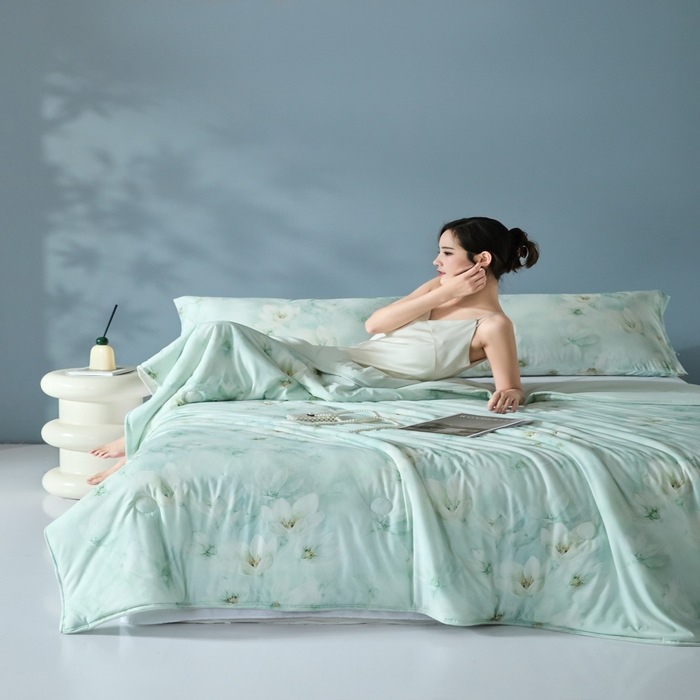 91家纺网 家纺一手货源 找家纺 2025春夏新款100%双面锦纶美式印花夏被凉感空调被 绿野仙踪