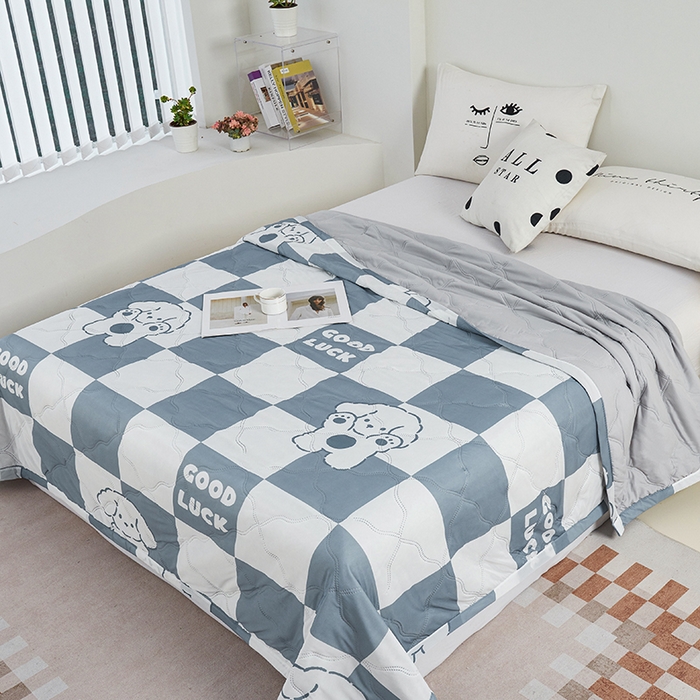 91家纺网 家纺一手货源 找家纺 被多多被业 2025新款凉感丝印花夏被夏凉被空调被 好运小狗