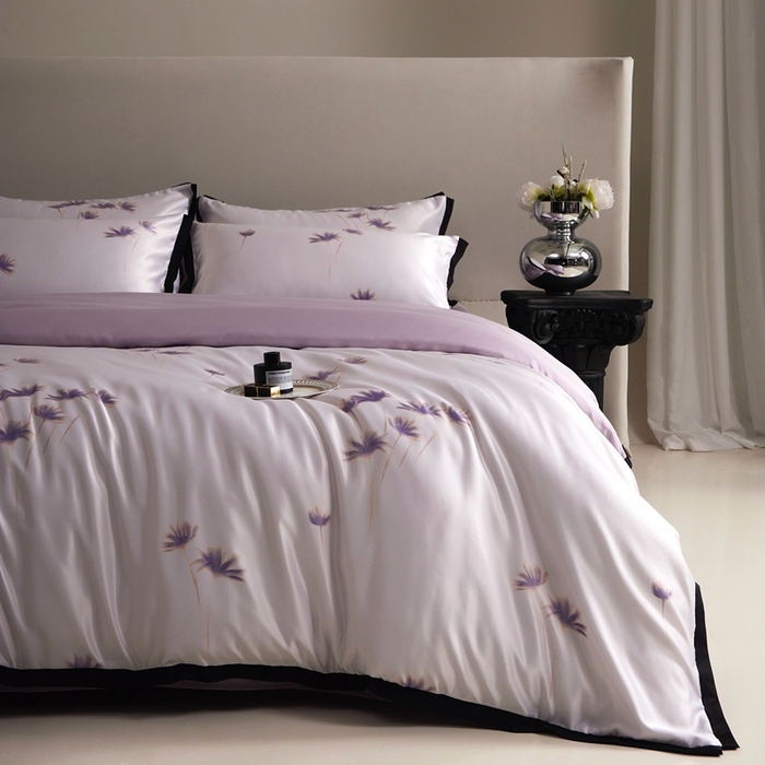 91家纺网 家纺一手货源 找家纺 优悦 2025新款冰丝数码印花四件套 如梦-紫