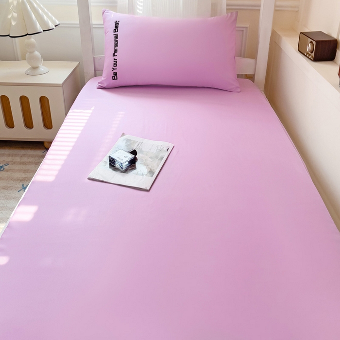 91家纺网 家纺一手货源 找家纺 纽缦家纺 2025新款纯色提花学生冰丝床笠 梦幻紫