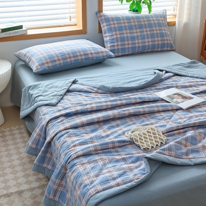 91家纺网 家纺一手货源 找家纺 圣尔雅家纺 2025新款里外全棉色织夏被新疆棉花被纯棉被子空调被夏凉被 艾玛条格