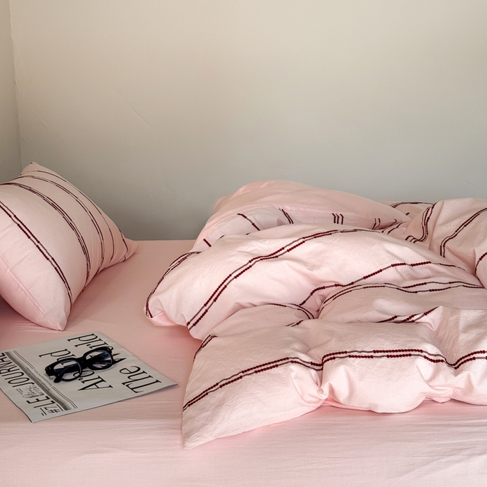 91家纺网 家纺一手货源 找家纺 山舍家居 2025新款全棉纯棉色织提花四件套-弗洛伦萨的落日 弗洛伦萨的落日-落日红