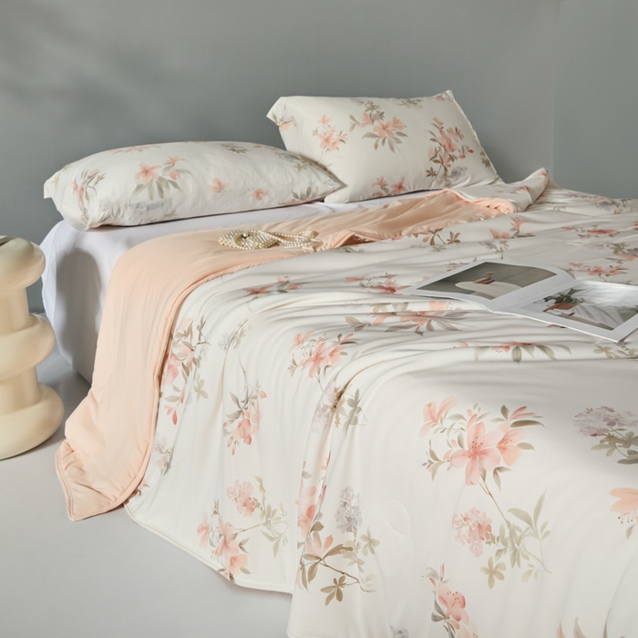 91家纺网 家纺一手货源 找家纺 2025春夏新款100%双面锦纶美式印花夏被凉感空调被 红尘笑