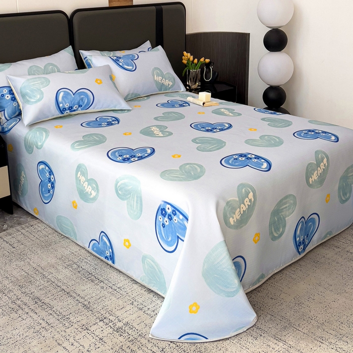 91家纺网 家纺一手货源 找家纺 纽缦家纺 2025新款印花冰丝防滑床单 心悦