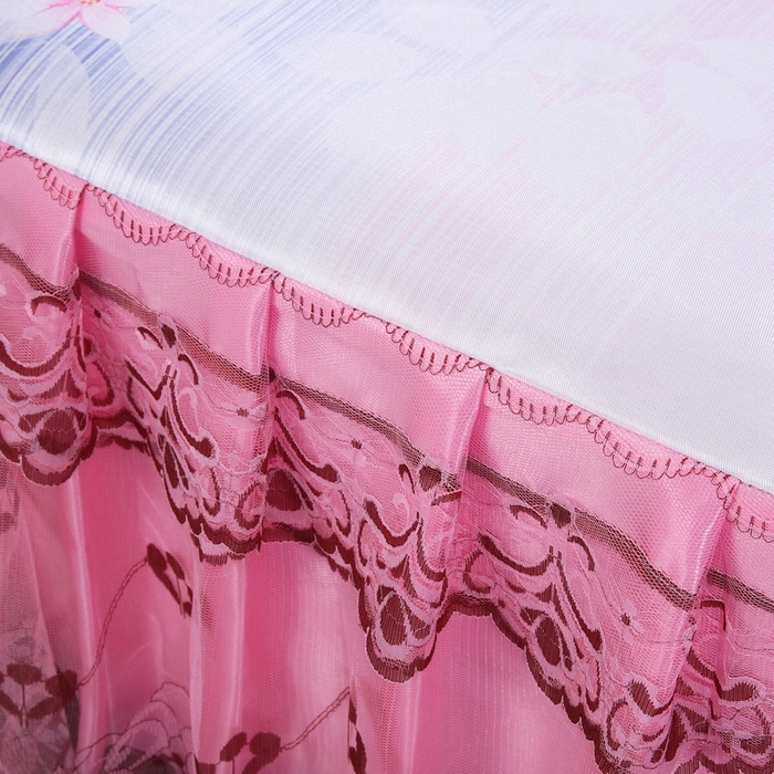 91家纺网 家纺一手货源 找家纺 情恒家纺2025新款床裙款冰丝布艺软凉席三件套 蝶舞花香-粉