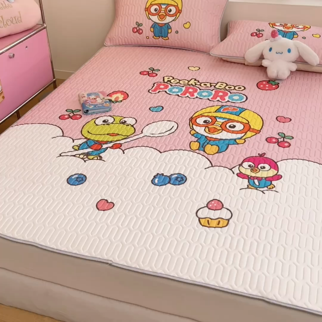 91家纺网 家纺一手货源 找家纺 金爱家2025新款啵乐乐乳胶凉席 凉席-水果派对