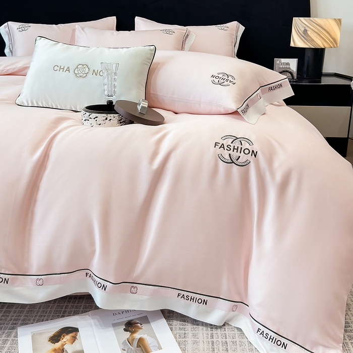 91家纺网 家纺一手货源 找家纺 （总）黄鹂鸟 2025新款A类100%莱赛尔天丝刺绣四件套-香奈系列【高档礼盒包装可提供买家秀 】