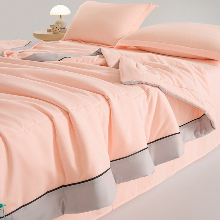 91家纺网 家纺一手货源 找家纺 宝士康家纺 2025新款10A抗菌华夫条提花夏被 暖玉