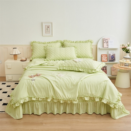 91家纺网 家纺一手货源 找家纺 （总）恒爱家纺 2025新款针织棉立体扶桑花夏被床盖四件套