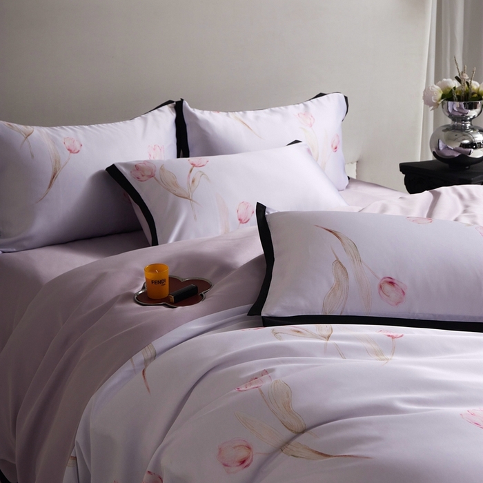 91家纺网 家纺一手货源 找家纺 优悦 2025新款冰丝数码印花四件套 花期-紫