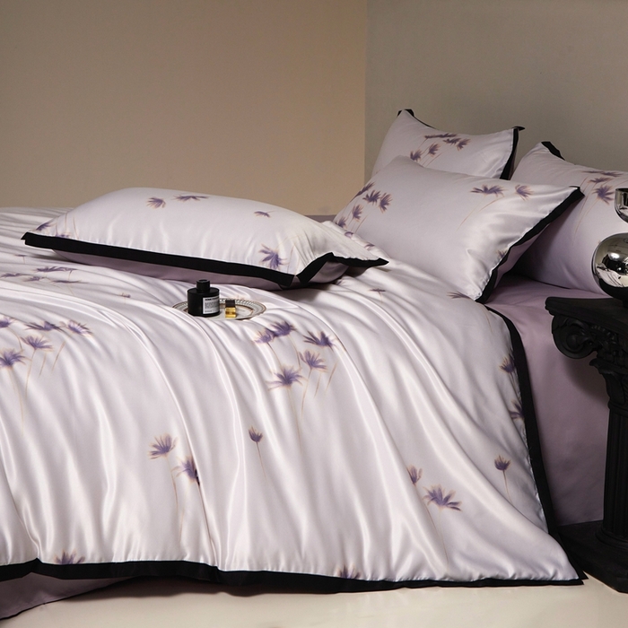 91家纺网 家纺一手货源 找家纺 优悦 2025新款冰丝数码印花四件套 如梦-紫