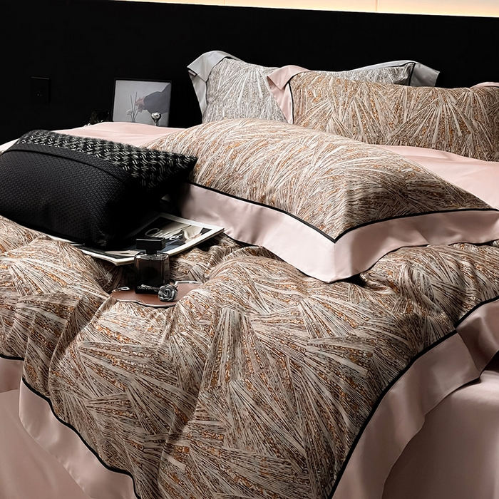 91家纺网 家纺一手货源 找家纺 2025夏季新品A类100支天丝棉夹棉床盖床笠四件套全棉纯棉床单加厚高端重工刺绣长绒棉床上用品    曼莎