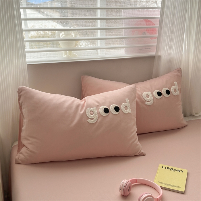 91家纺网 家纺一手货源 找家纺 丽涵 2025新款全棉纯棉大雁纹绣花单品枕套 good豆沙粉