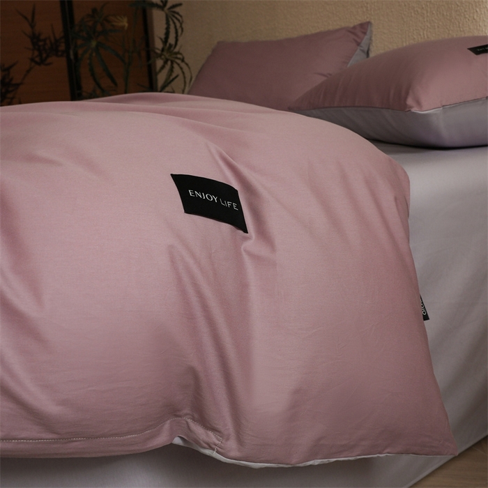 91家纺网 家纺一手货源 找家纺 启程2025新款全棉纯色双拼无印风四件套 香芋紫+水晶紫