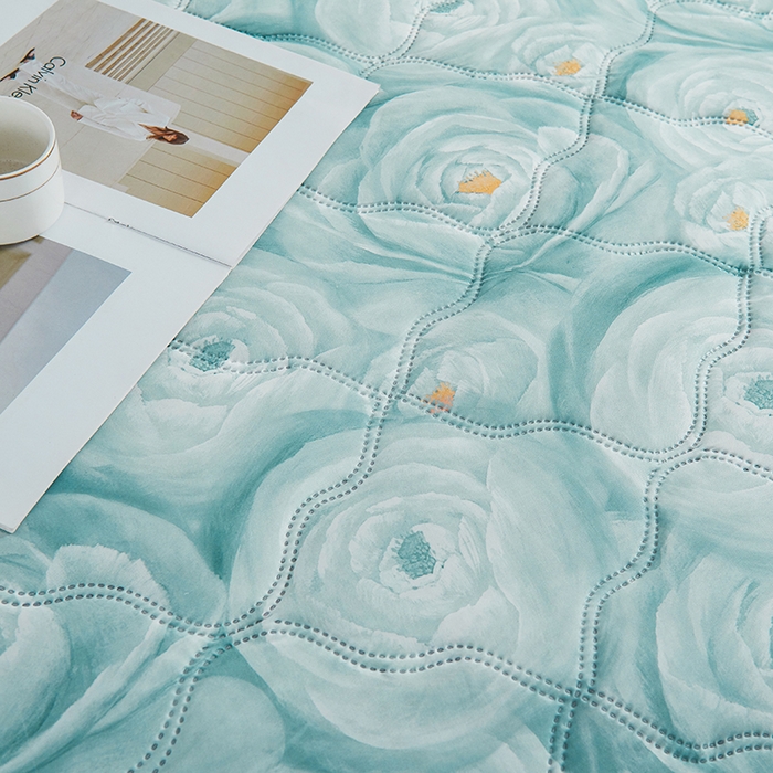 91家纺网 家纺一手货源 找家纺 被多多被业 2025新款凉感丝印花夏被夏凉被空调被 复古玫瑰-绿