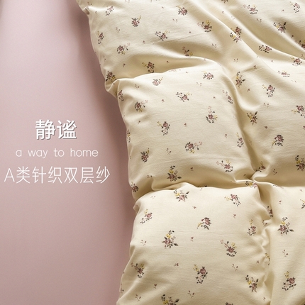91家纺网 家纺一手货源 找家纺 （总）玖明2025新款A类加厚柔软针织棉双层纱四件套