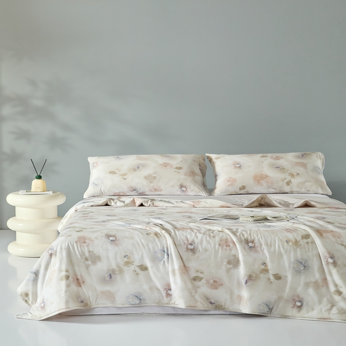 91家纺网 家纺一手货源 找家纺 2025春夏新款100%双面锦纶美式印花夏被凉感空调被 陌上花开