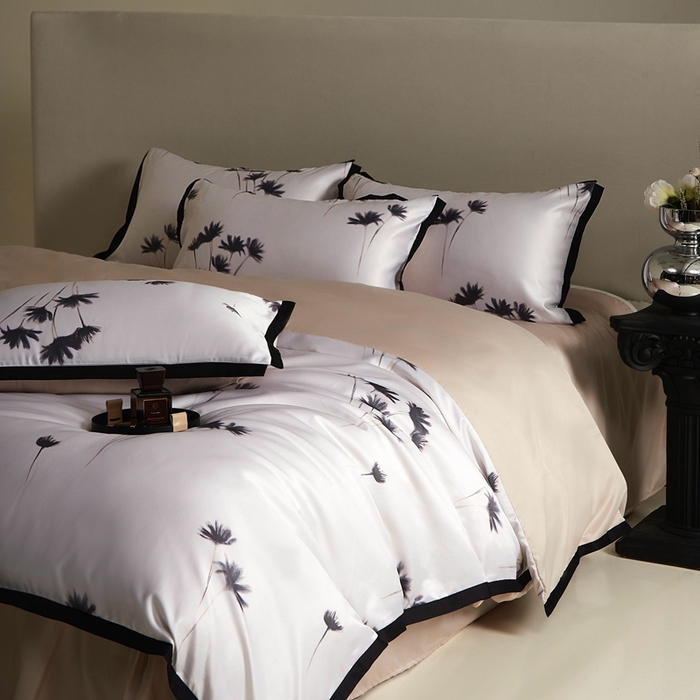 91家纺网 家纺一手货源 找家纺 优悦 2025新款冰丝数码印花四件套 如梦-香槟