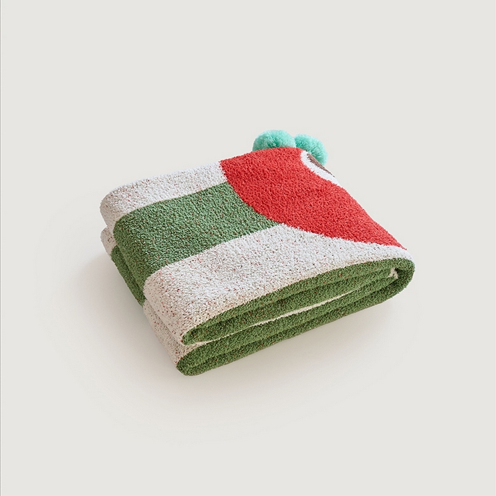 91家纺网 家纺一手货源 找家纺 （总）暖绵绵家纺 2025新款可爱卡通半边绒针织盖毯-乐绯