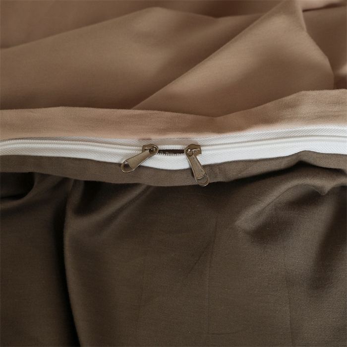 91家纺网 家纺一手货源 找家纺 启程2025新款全棉纯色双拼无印风四件套 杏仁+岩石灰