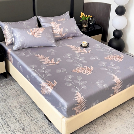 纽缦家纺 2025新款印花冰丝床笠 落叶