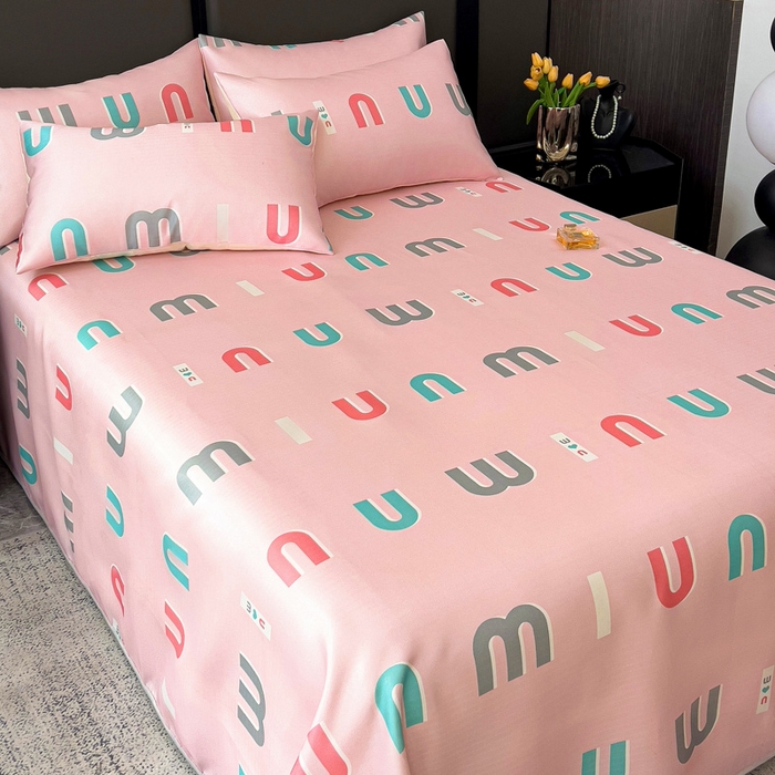 91家纺网 家纺一手货源 找家纺 纽缦家纺 2025新款印花冰丝防滑床单 跳动的音符