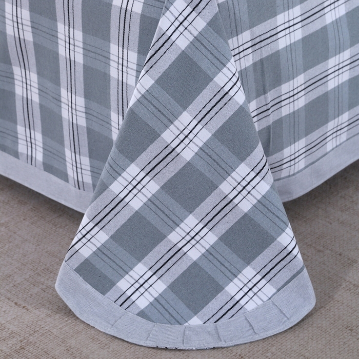 91家纺网 家纺一手货源 找家纺 恋尚羽 2025新款加厚纯棉老粗布凉席三件套 大方格 灰