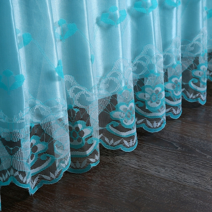 91家纺网 家纺一手货源 找家纺 情恒家纺2025新款床裙款冰丝布艺软凉席三件套 花间意-蓝