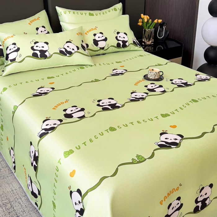 91家纺网 家纺一手货源 找家纺 纽缦家纺 2025新款印花冰丝防滑床单 萌宝