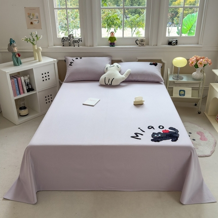 席世家 2025春夏新款全棉纯棉老粗布印花床单凉席席子 小懒猫