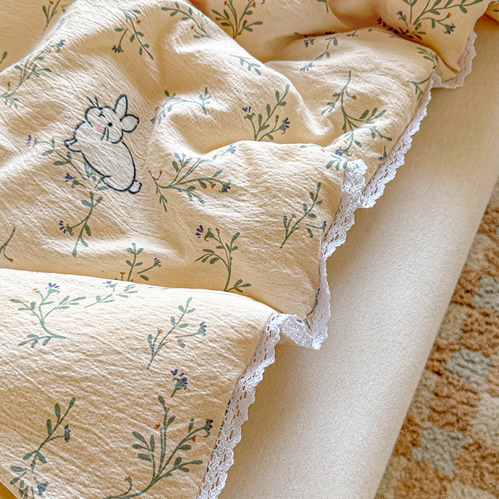 91家纺网 家纺一手货源 找家纺 2025新款双层皱皱纱水洗棉夏被夏凉被空调被可机洗空调被子被芯棉被 森田野园