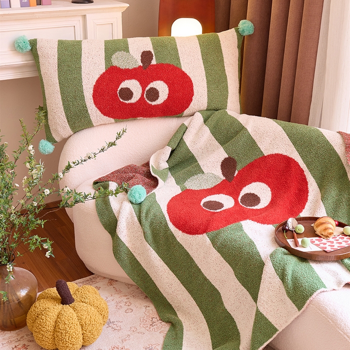 91家纺网 家纺一手货源 找家纺 （总）暖绵绵家纺 2025新款可爱卡通半边绒针织盖毯-乐绯