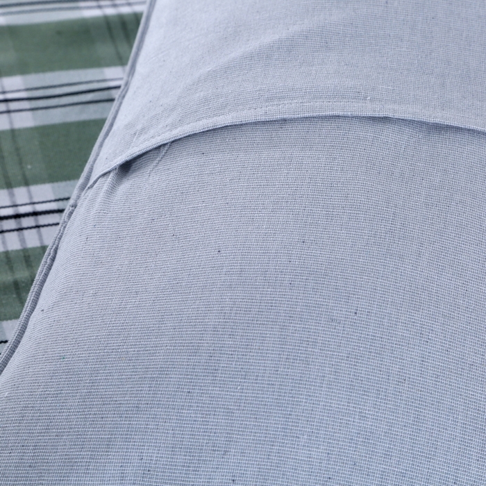 91家纺网 家纺一手货源 找家纺 恋尚羽 2025新款加厚纯棉老粗布凉席三件套 大方格 绿