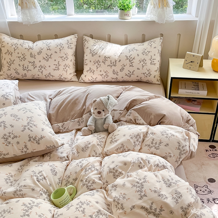 91家纺网 家纺一手货源 找家纺 玖明2025新款A类加厚柔软针织棉双层纱四件套 锦绣前程