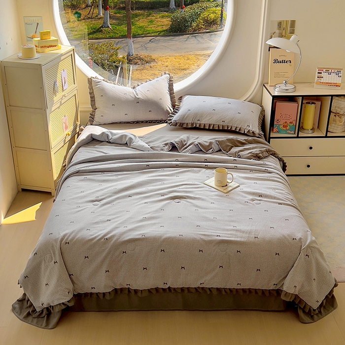 91家纺网 家纺一手货源 找家纺 欧尚 2025新款夏被四件套 蝴蝶结