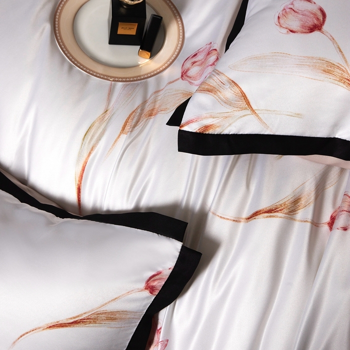 91家纺网 家纺一手货源 找家纺 优悦 2025新款冰丝数码印花四件套 花期-香槟