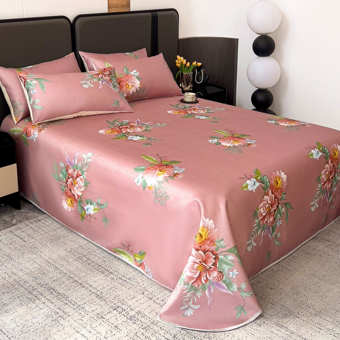 91家纺网 家纺一手货源 找家纺 纽缦家纺 2025新款印花冰丝防滑床单 美满