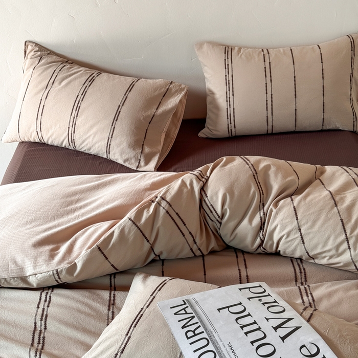 91家纺网 家纺一手货源 找家纺 山舍家居 2025新款全棉纯棉色织提花四件套-弗洛伦萨的落日 弗洛伦萨的落日-卡其