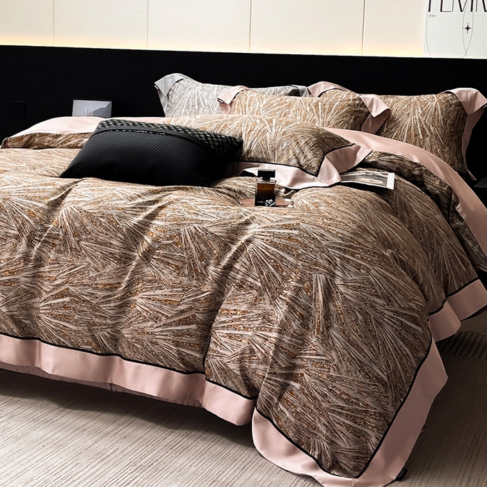 91家纺网 家纺一手货源 找家纺 2025夏季新品A类100支天丝棉夹棉床盖床笠四件套全棉纯棉床单加厚高端重工刺绣长绒棉床上用品    曼莎