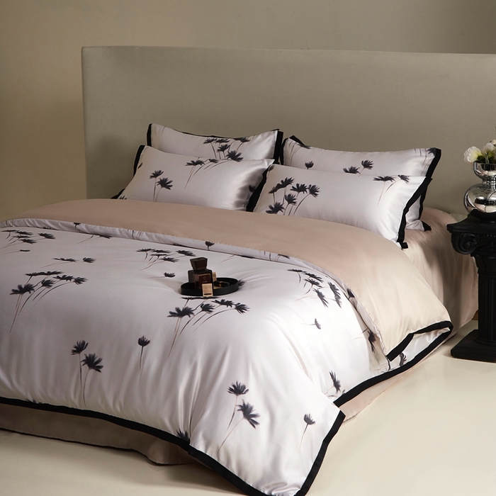 91家纺网 家纺一手货源 找家纺 优悦 2025新款冰丝数码印花四件套 如梦-香槟