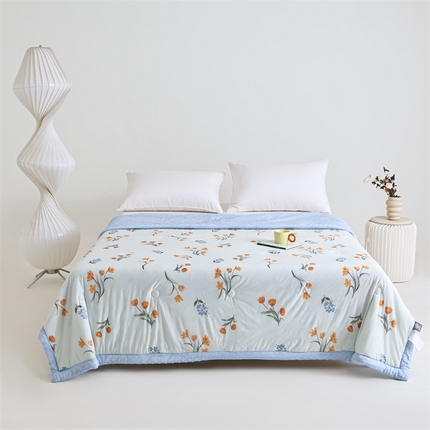 91家纺网 家纺一手货源 找家纺 默忆 2025新款印花凉感丝夏被夏凉被空调被加氨纶豆豆被 郁金香