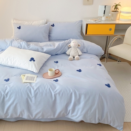 91家纺网 家纺一手货源 找家纺 （总）Mr.pig猪先生水洗棉 2025新款简约小熊头像毛巾绣四件套